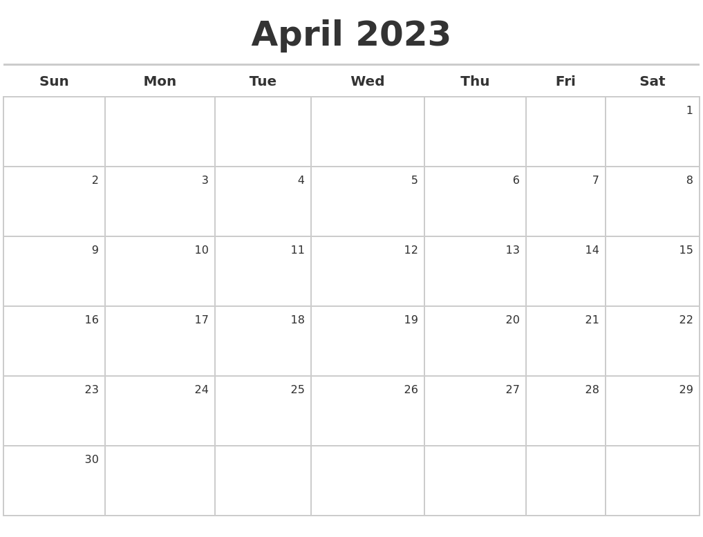April 2023 Calendar Maker