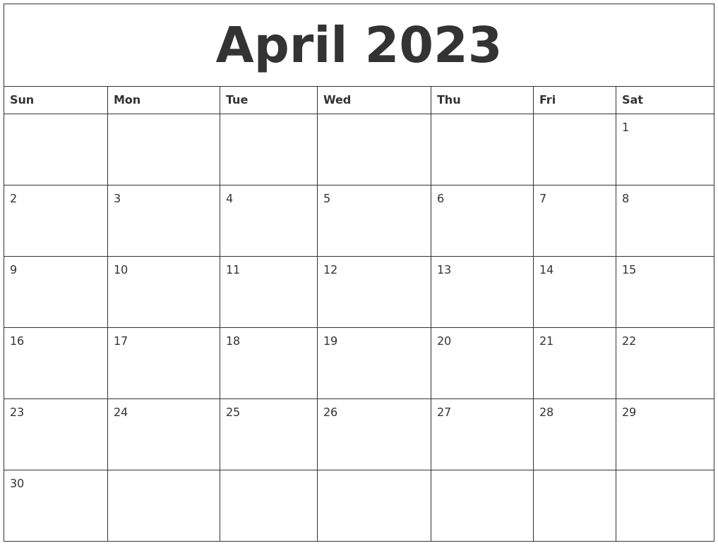 April 2023 Calendar Pages