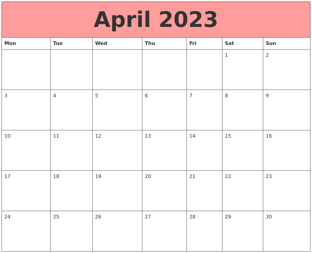 April 2023 Calendars That Work