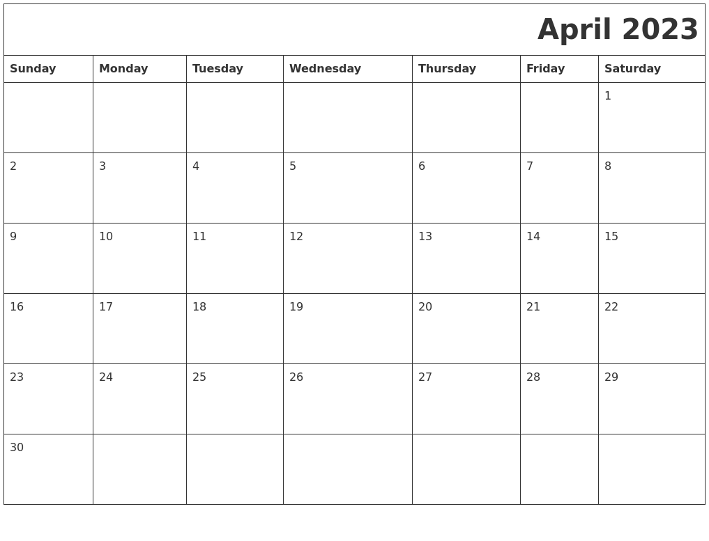 April 2023 Download Calendar