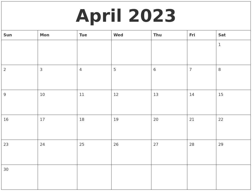 April 2023 Make A Calendar Free