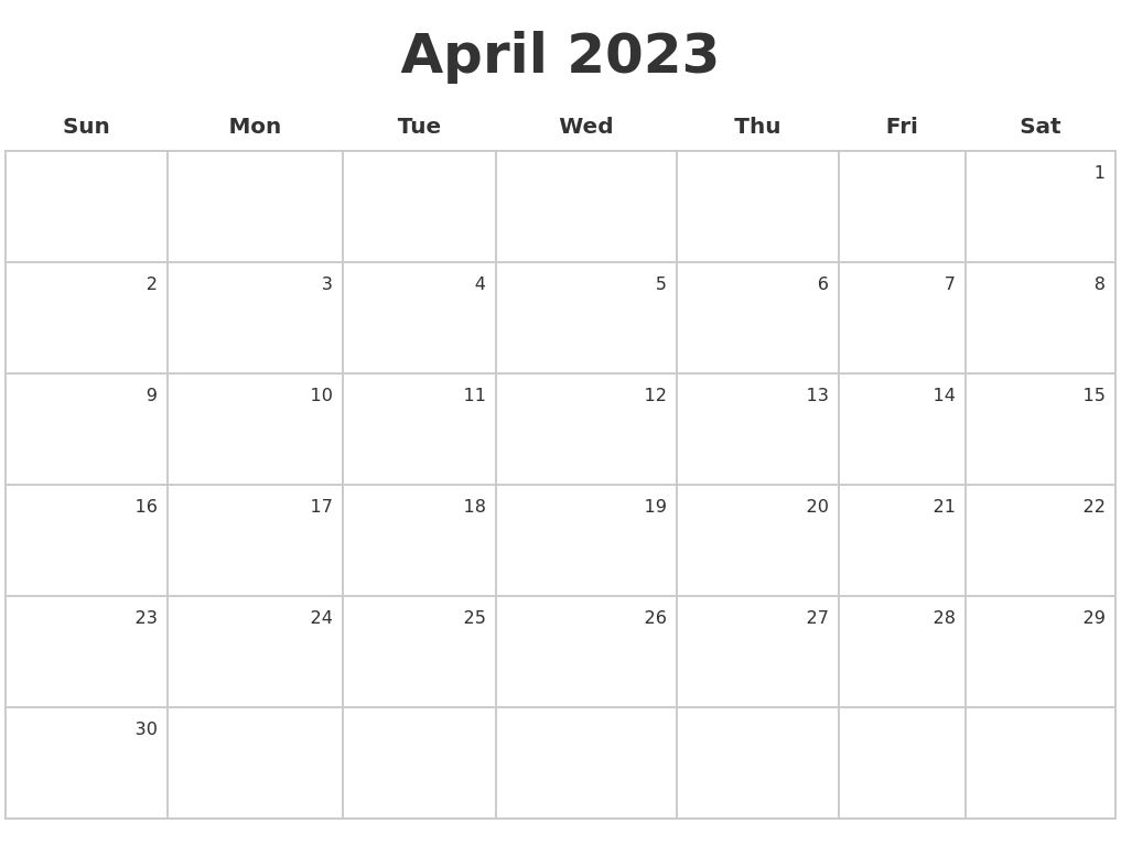 April 2023 Make A Calendar