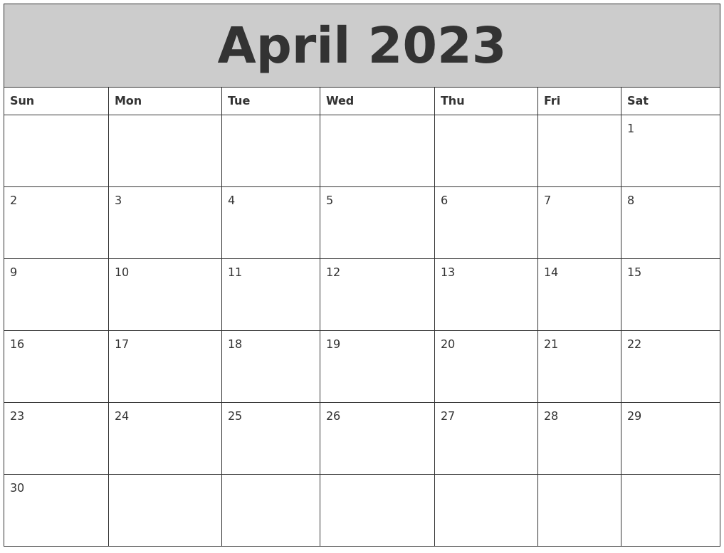 April 2023 My Calendar