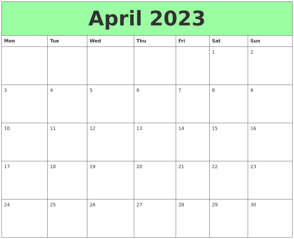 April 2023 Printable Calendars
