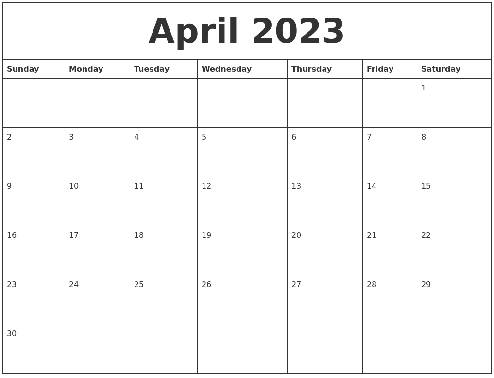April 2023 Word Calendar