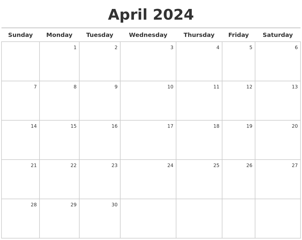 April 2024 Calendar Maker
