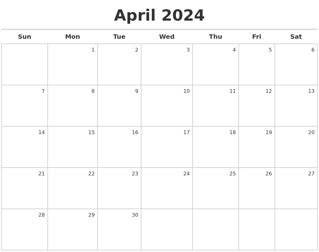 April 2024 Calendar Maker