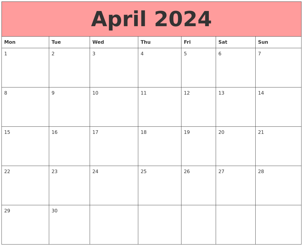 April 2024 Calendars That Work