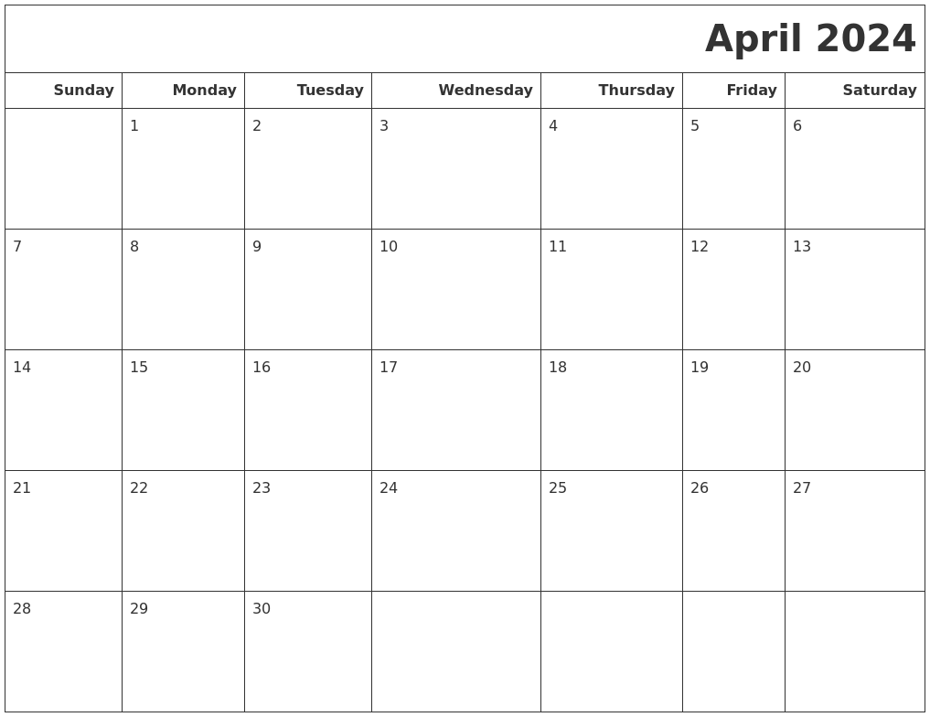 April 2024 Calendars To Print