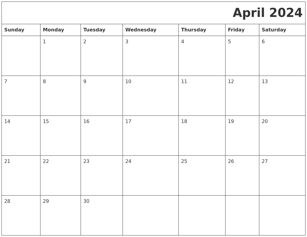 April 2024 Download Calendar