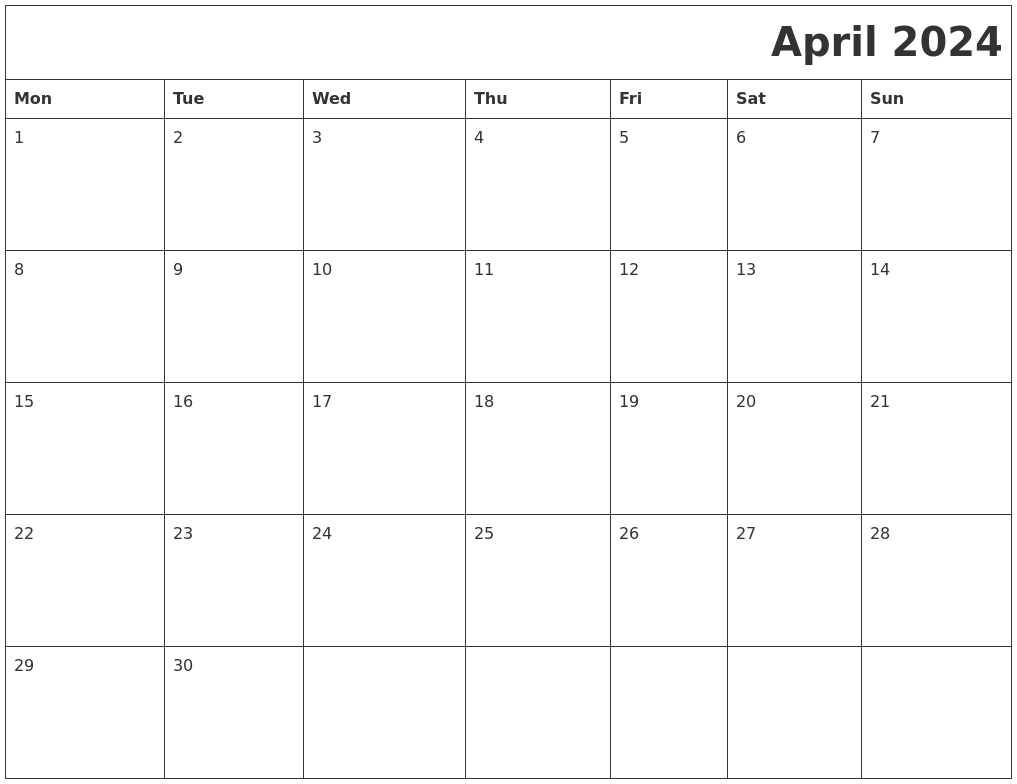 April 2024 Download Calendar