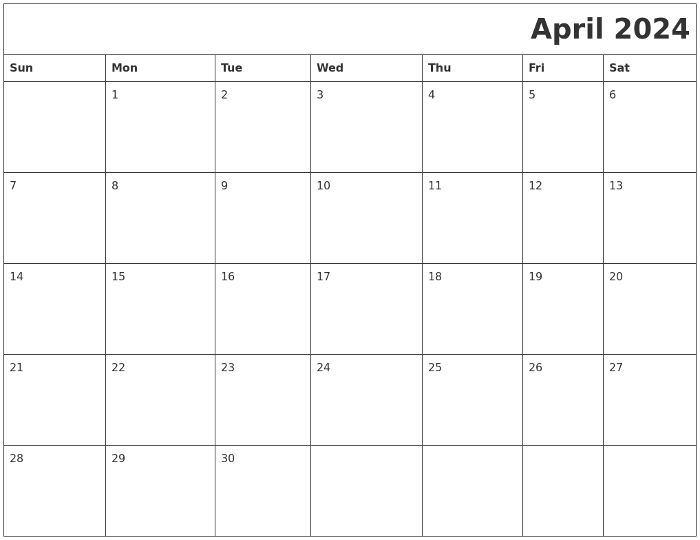 April 2024 Download Calendar