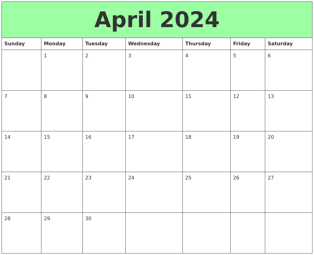 April 2024 Printable Calendars