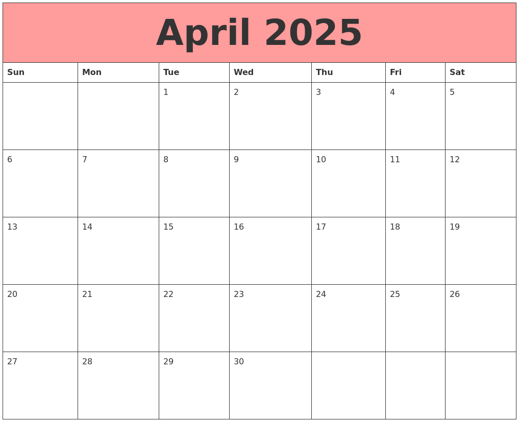 April 2025 Calendars That Work
