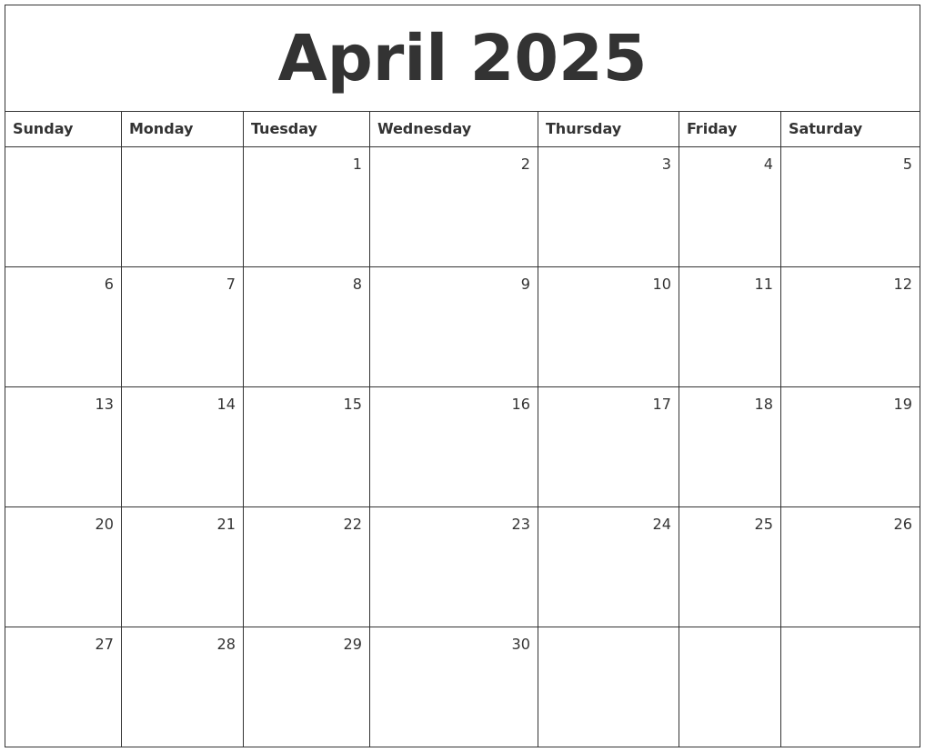 Calendar 2025 April And May