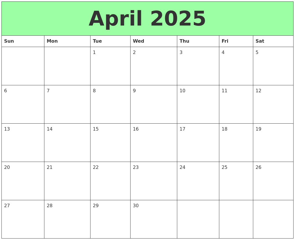 April 2025 Printable Calendars