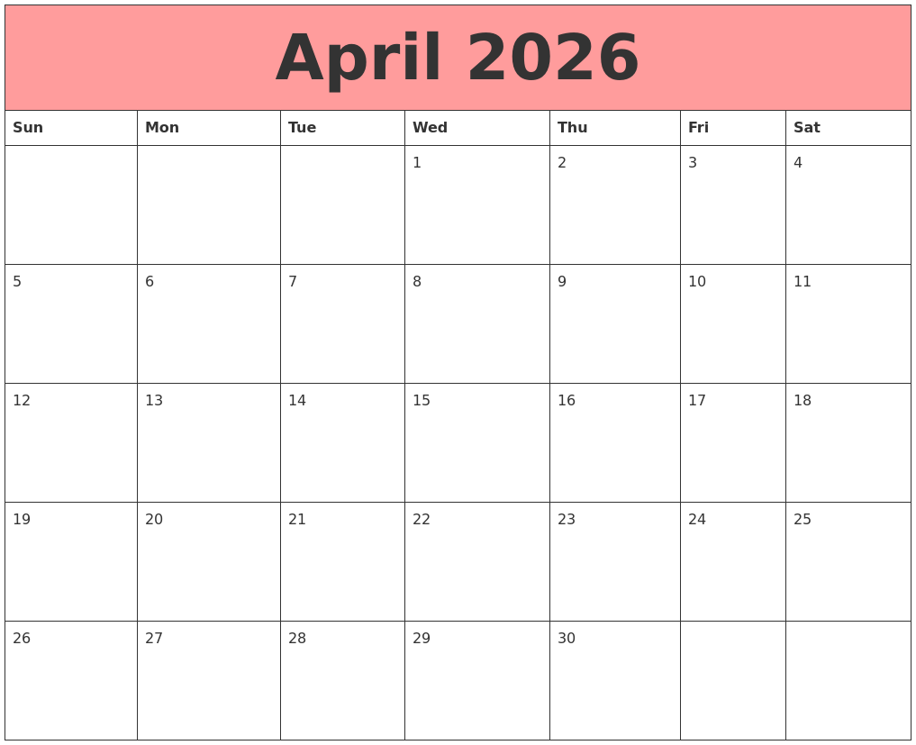 April 2026 Calendars That Work