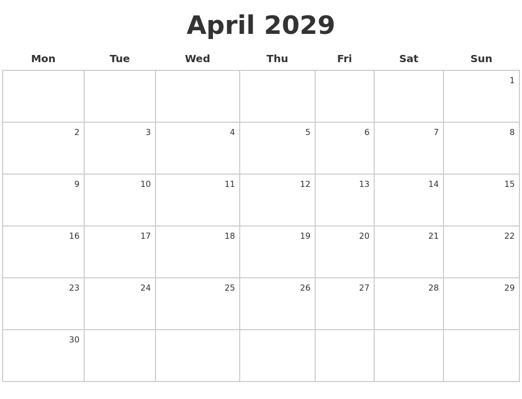 april-2029-make-a-calendar