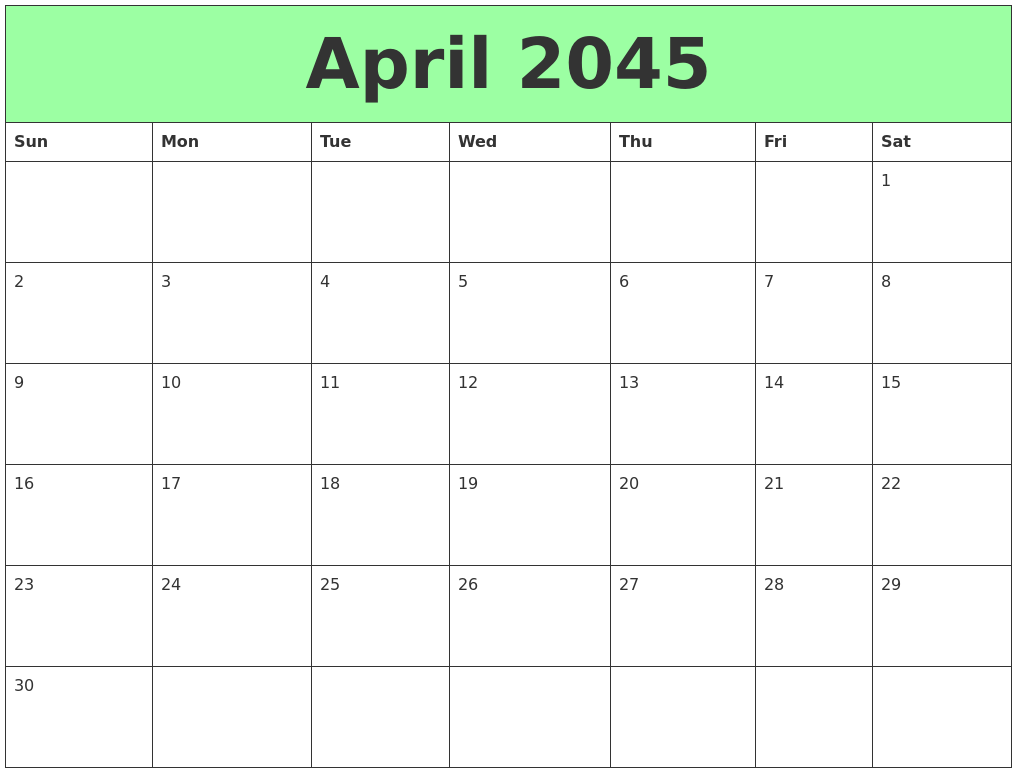 April 2045 Printable Calendars