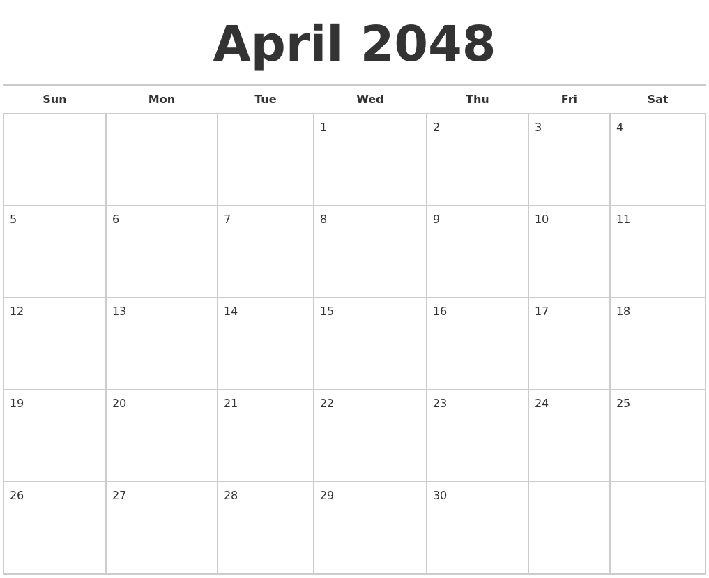 April 2048 Calendars Free