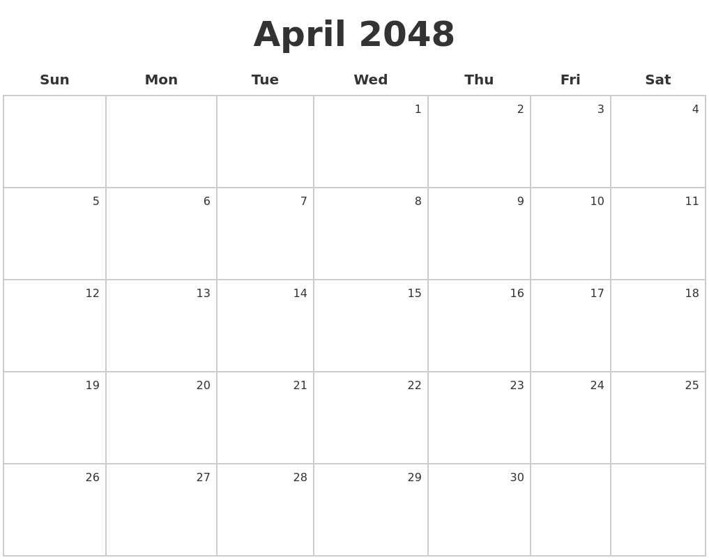 April 2048 Make A Calendar