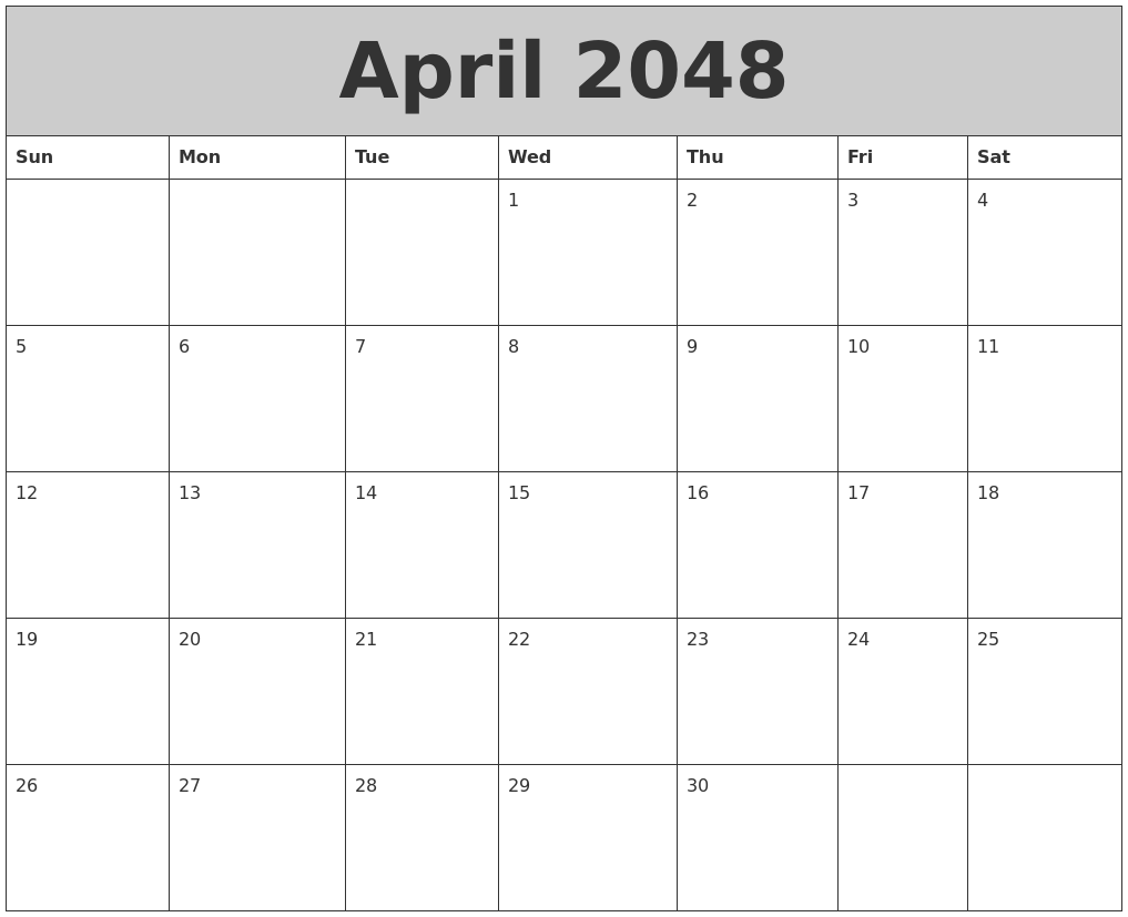 April 2048 My Calendar
