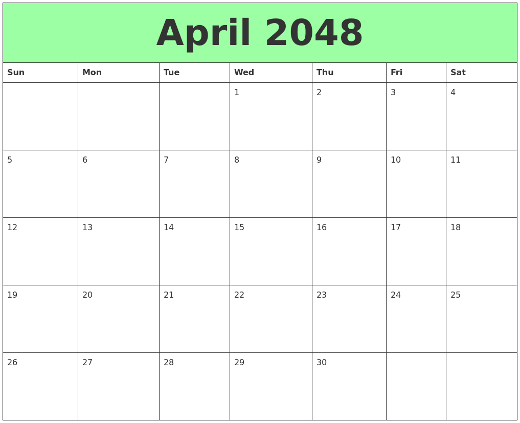 April 2048 Printable Calendars