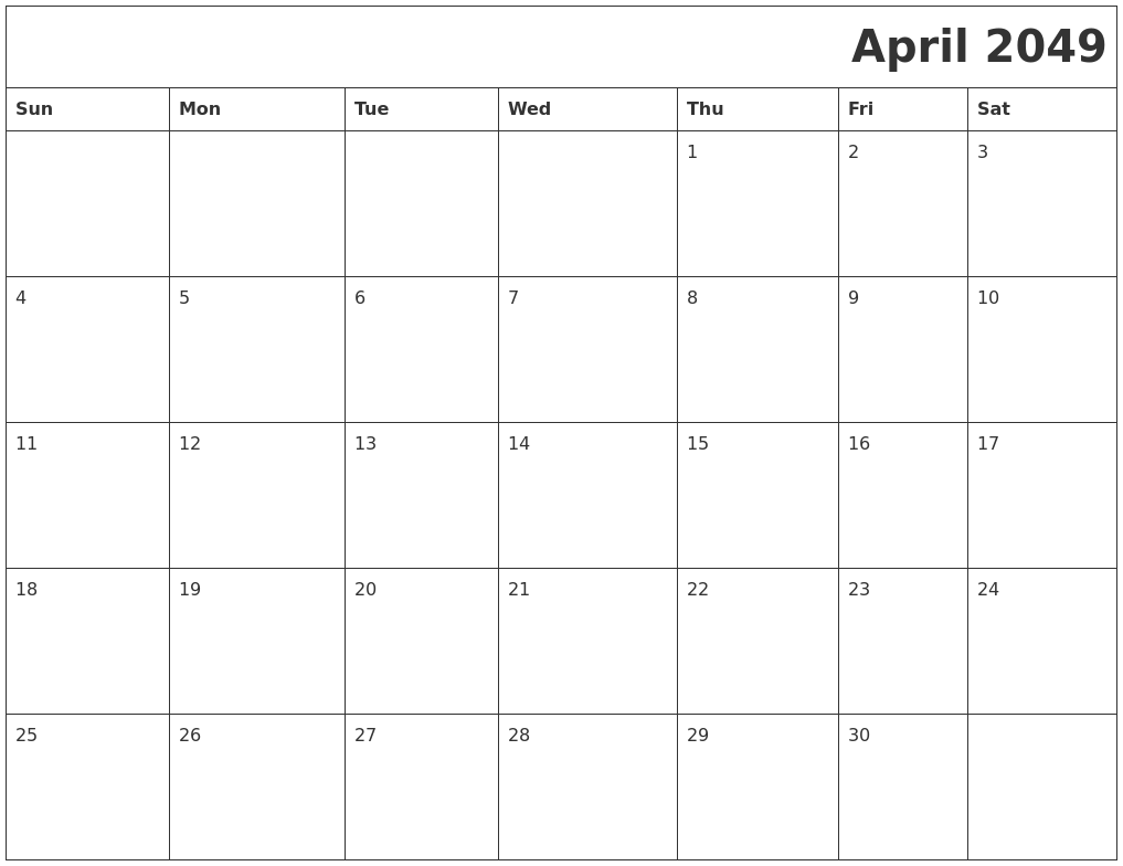 April 2049 Download Calendar