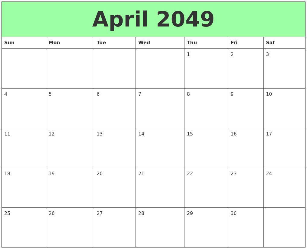 April 2049 Printable Calendars