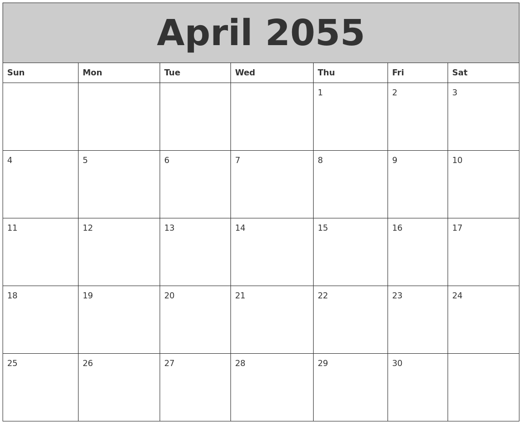 April 2055 My Calendar