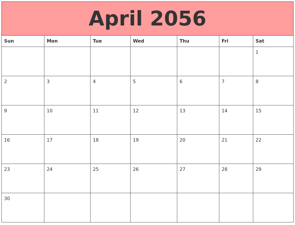 April 2056 Calendars That Work
