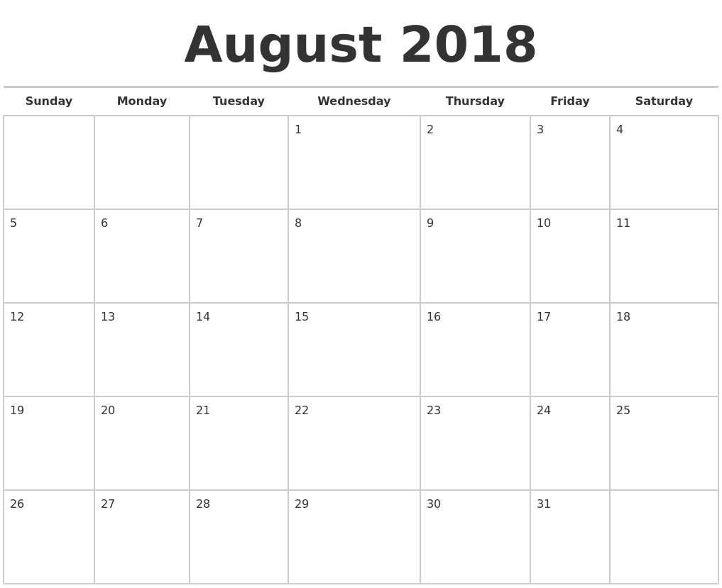 August Calendars Free August Calendars Free