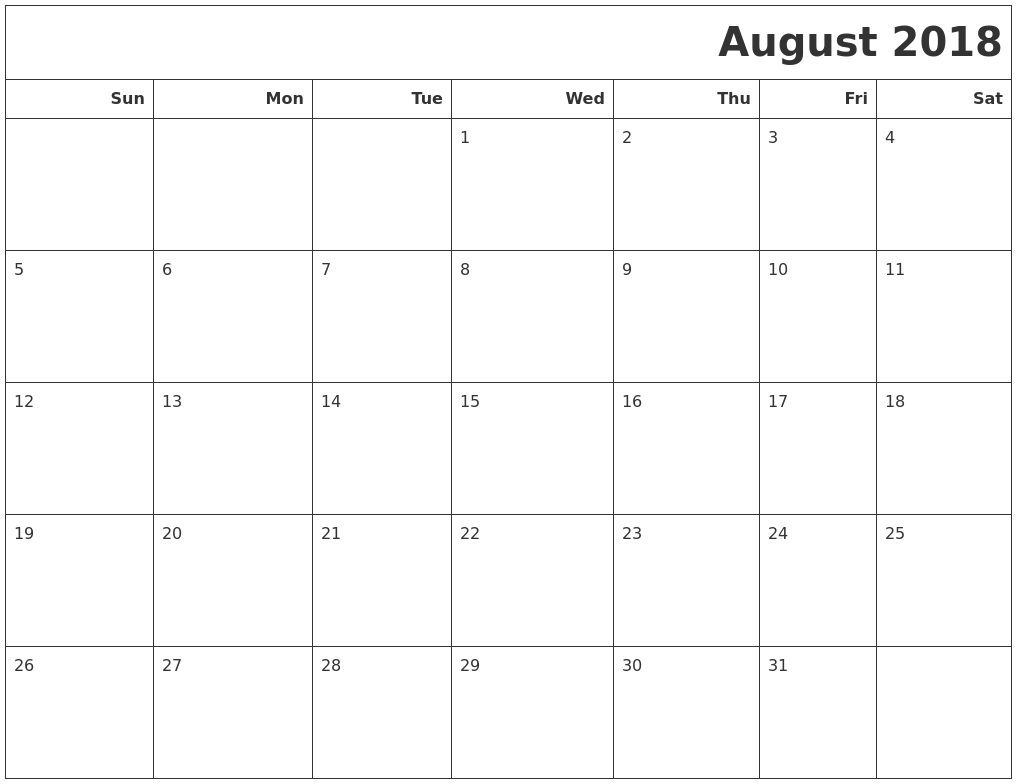 august calendars print a calendar august 2018