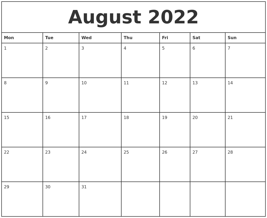 August 2024 Calendar Printable Free