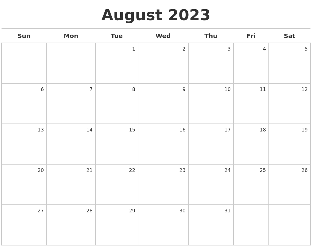 August 2023 Calendar Maker