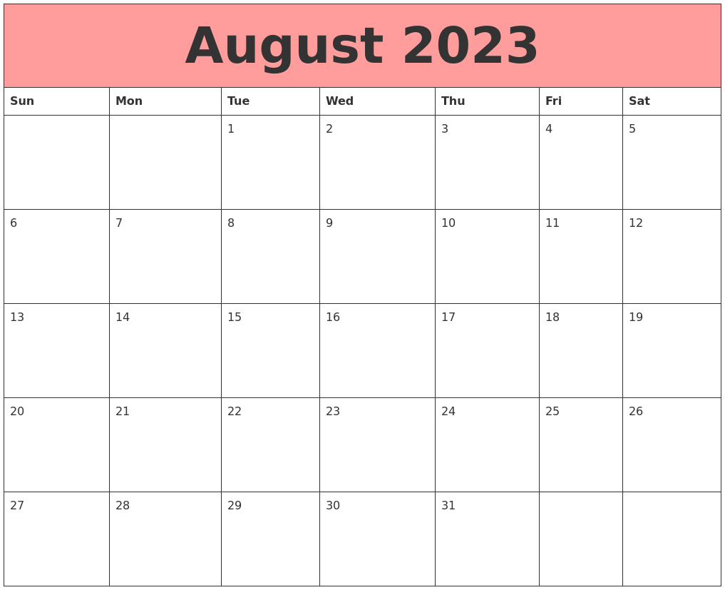 August 2023 Calendars That Work