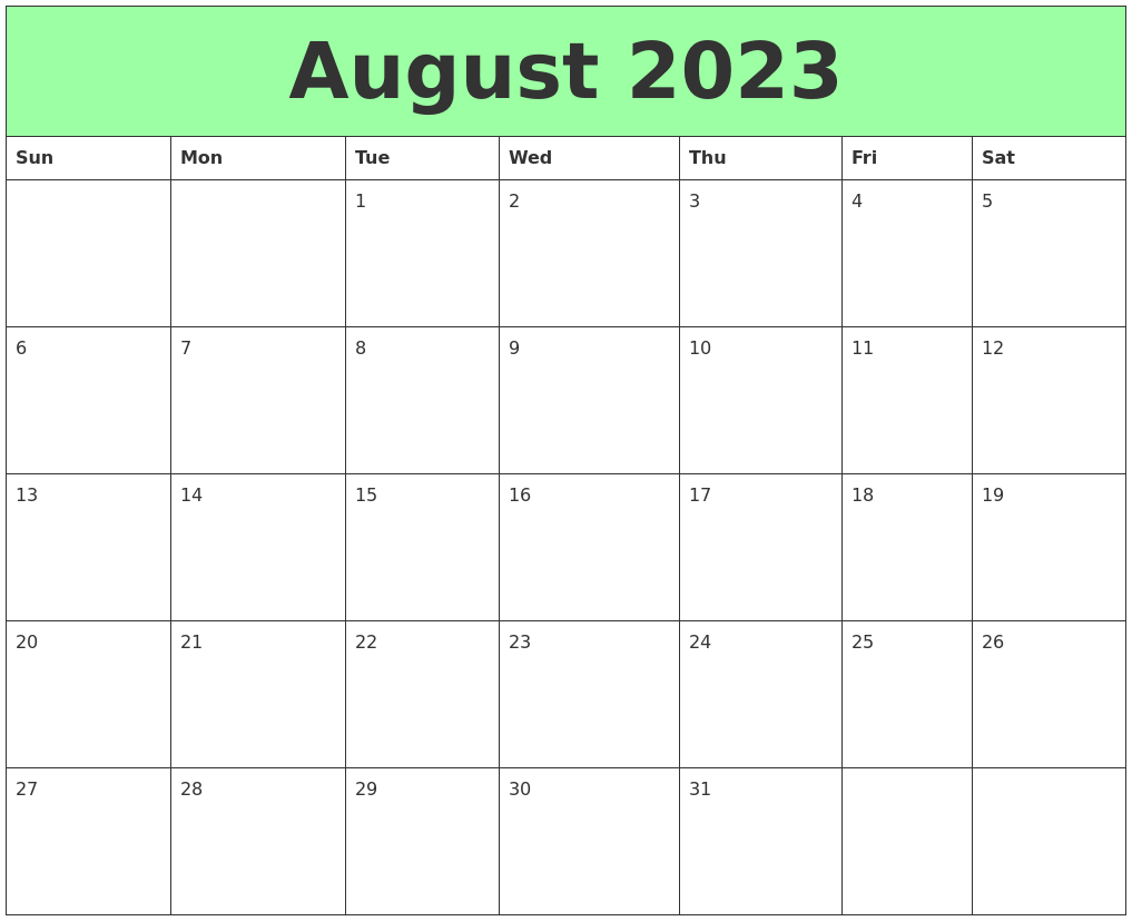 August 2023 Printable Calendars