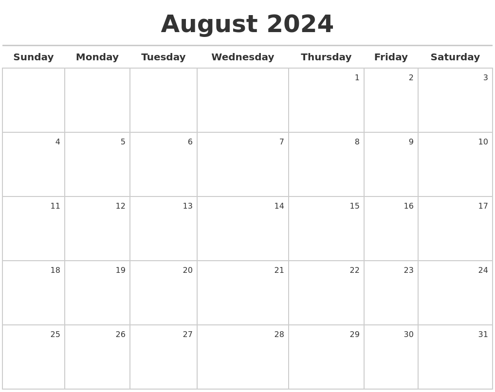 August 2024 Calendar Maker