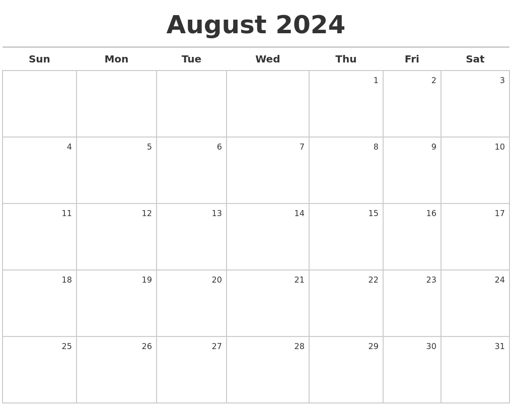 August 2024 Calendar Maker