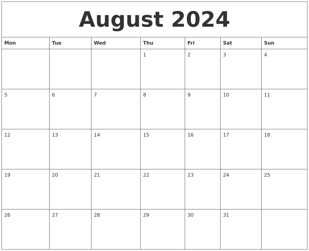 August 2024 Calendar