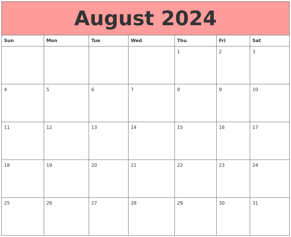 August 2024 Calendars That Work