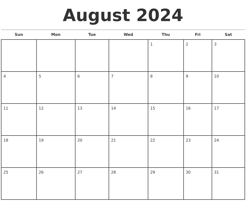 Free Calendar Template For 2024