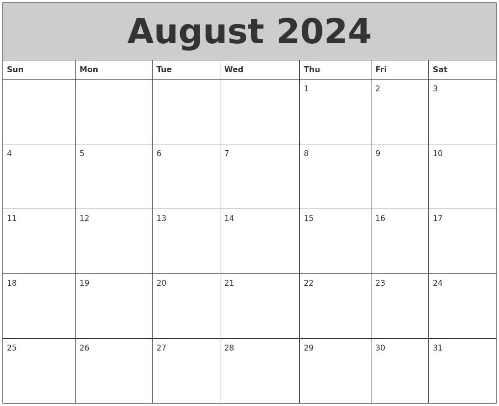 August 2024 My Calendar