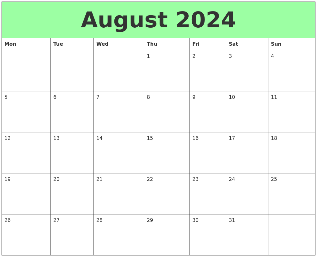 August 2024 Printable Calendars