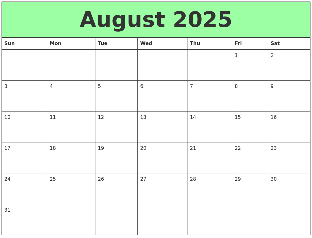 August 2025 Printable Calendars