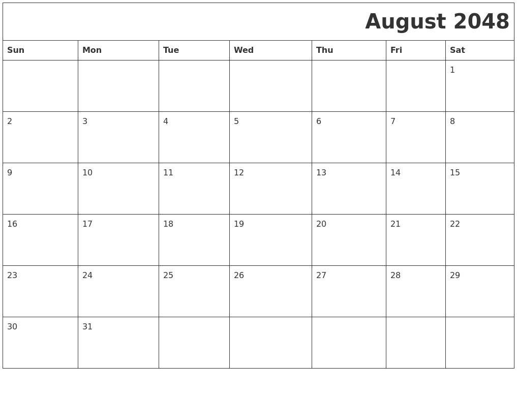 August 2048 Download Calendar