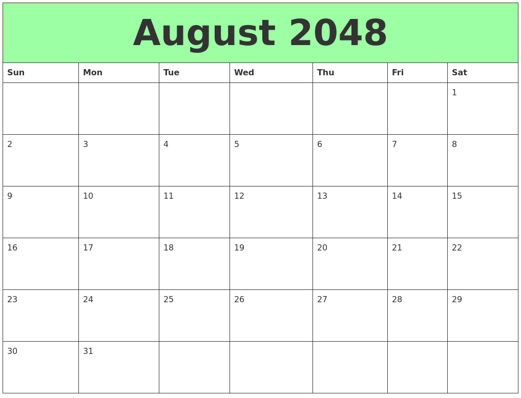 August 2048 Printable Calendars