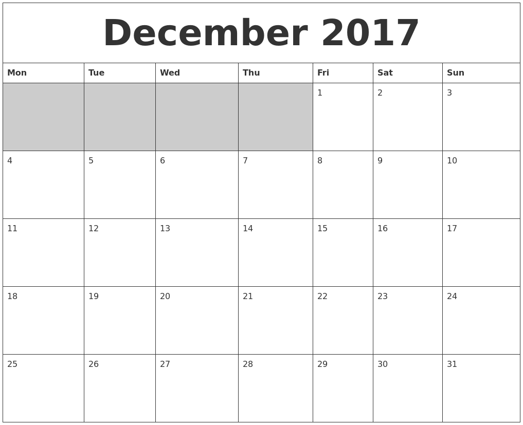 blank printable 2017 calendar