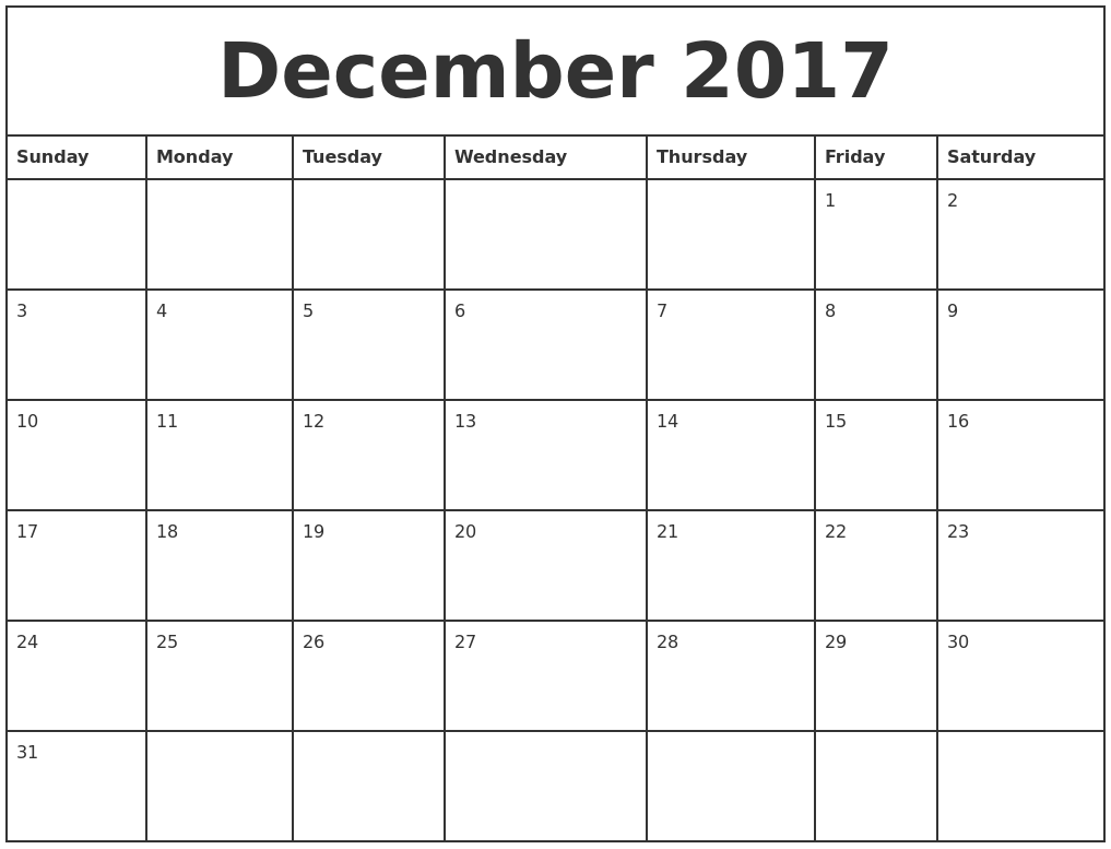 Printable December 2017 Calendar Weekly | december 2017 printable monthly calendar Printable December 2017 Calendar Weekly | december 2017 printable monthly calendar