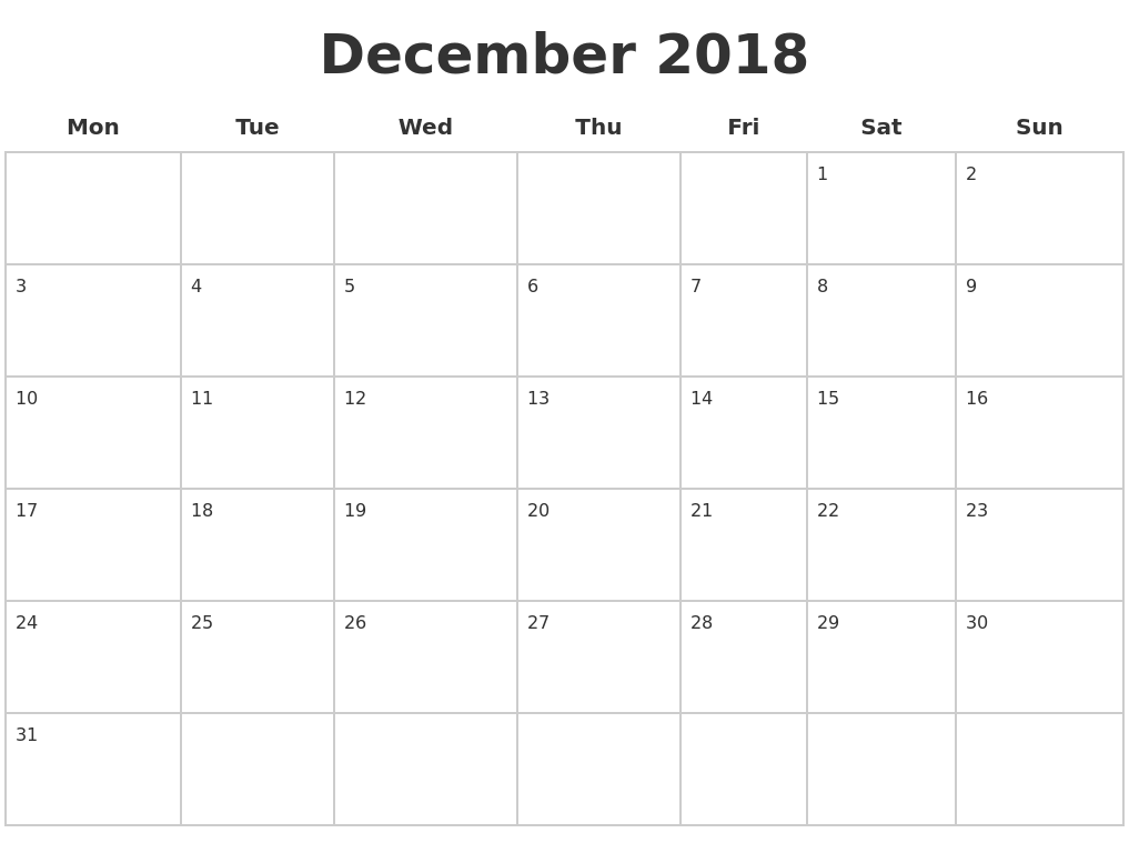 december-2018-blank-calendar-pages